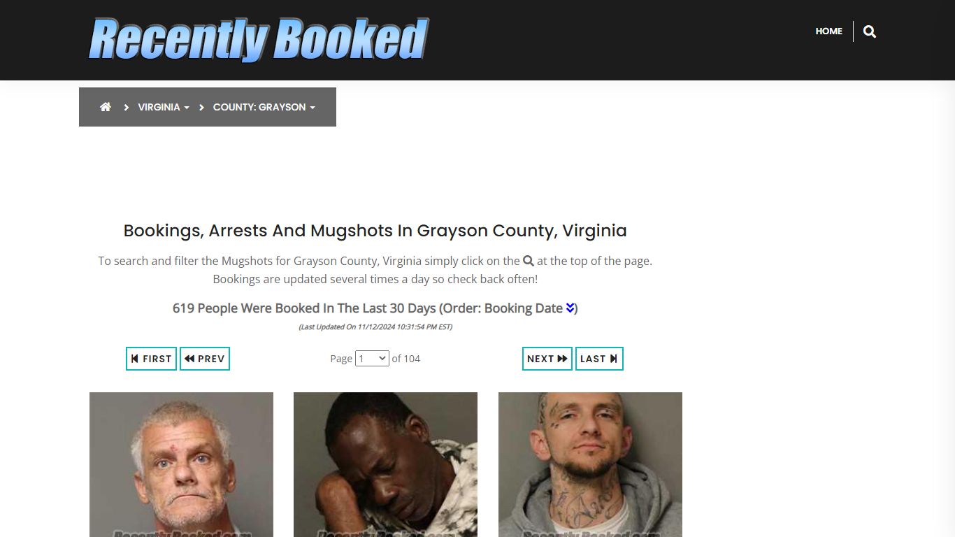 Bookings, Arrests and Mugshots in Grayson County, Virginia